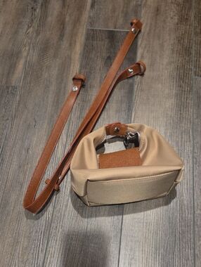Crossbody Mini Bag in Beige with Brown Strap